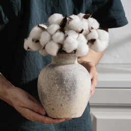1pc/15.3cm 6in Rustic Ceramic Flower Vase 6 Inch Cute Bohemian Style Home Decor Terracotta for Living Room Table Shelf Fireplace Decor Farmhouse Gray - thumbnail 4
