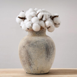1pc/15.3cm 6in Rustic Ceramic Flower Vase 6 Inch Cute Bohemian Style Home Decor Terracotta for Living Room Table Shelf Fireplace Decor Farmhouse Gray - thumbnail 2