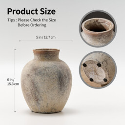 1pc/15.3cm 6in Rustic Ceramic Flower Vase 6 Inch Cute Bohemian Style Home Decor Terracotta for Living Room Table Shelf Fireplace Decor Farmhouse Gray - thumbnail 7