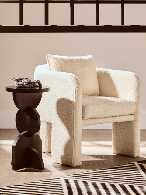 Fifty Five South Side Table Walsa Abstract Solid Mango Wood Black - image 1
