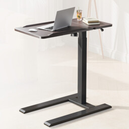 SIHOO D01 Overbed Table - Height & Tilt Adjustable, Laptop Standing Desk with Wheels for Hospital & Home Use, Dark Walnut - thumbnail 3