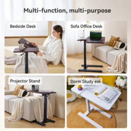 SIHOO D01 Overbed Table - Height & Tilt Adjustable, Laptop Standing Desk with Wheels for Hospital & Home Use, Dark Walnut - thumbnail 6