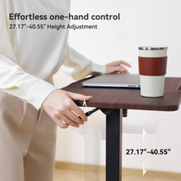 SIHOO D01 Overbed Table - Height & Tilt Adjustable, Laptop Standing Desk with Wheels for Hospital & Home Use, Dark Walnut - thumbnail 5