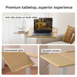 SIHOO D01 Overbed Table - Height & Tilt Adjustable, Laptop Standing Desk with Wheels for Hospital & Home Use, Dark Walnut - thumbnail 7