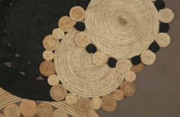 Bosie Rug Demir 100% Jute Round Natural/Black D:102cm - thumbnail 2