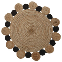 Bosie Rug Demir 100% Jute Round Natural/Black D:102cm - thumbnail 3