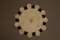Bosie Rug Demir 100% Jute Round Natural/Black D:102cm - thumbnail 1