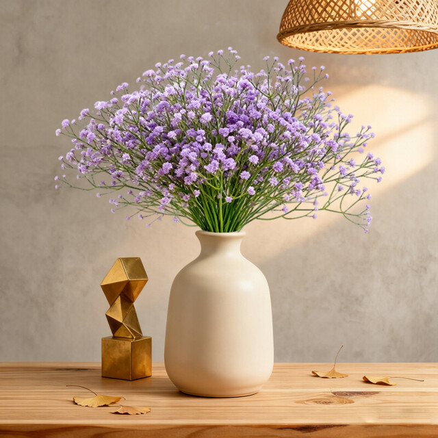 Wei's Moment 5Pcs Artificial Flowers, Fake Flowers Silk Plastic Artificial Gypsophila Realistic Flower Arrangements Wedding Decoration Table Centerpieces pink - image 1