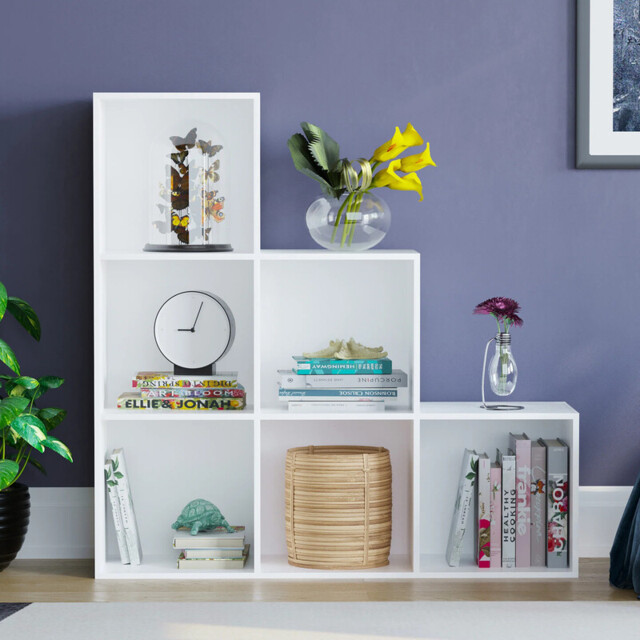 Vida Designs Bookcase Durham Staircase 6 Cube White - image 1