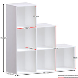 Vida Designs Bookcase Durham Staircase 6 Cube White - thumbnail 4