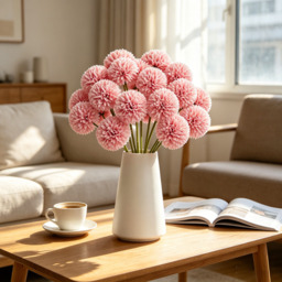 Yuejia 6PCS 11.4in/29cmArtificial Chrysanthemum Bouquet of Flowers,Artificial Silk Flower, Decor for Wedding, Party Decorate, Home Room Ornament, Simulation Plants(pink) - thumbnail 6