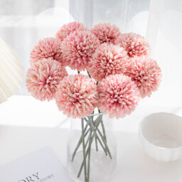 Yuejia 6PCS 11.4in/29cmArtificial Chrysanthemum Bouquet of Flowers,Artificial Silk Flower, Decor for Wedding, Party Decorate, Home Room Ornament, Simulation Plants(pink) - thumbnail 3