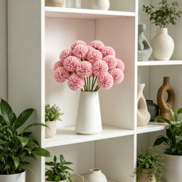 Yuejia 6PCS 11.4in/29cmArtificial Chrysanthemum Bouquet of Flowers,Artificial Silk Flower, Decor for Wedding, Party Decorate, Home Room Ornament, Simulation Plants(pink) - thumbnail 1