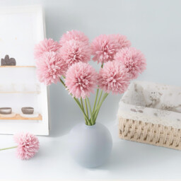 Yuejia 6PCS 11.4in/29cmArtificial Chrysanthemum Bouquet of Flowers,Artificial Silk Flower, Decor for Wedding, Party Decorate, Home Room Ornament, Simulation Plants(pink) - thumbnail 4