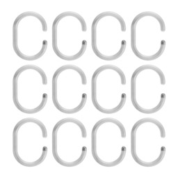 Croydex Shower Curtain Rings C Type Clear 12pcs - thumbnail 1