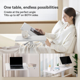 SIHOO D01 Overbed Table - Height & Tilt Adjustable, Laptop Standing Desk with Wheels for Hospital & Home Use, White - thumbnail 6