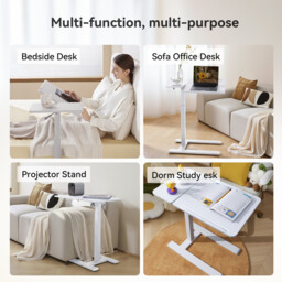 SIHOO D01 Overbed Table - Height & Tilt Adjustable, Laptop Standing Desk with Wheels for Hospital & Home Use, White - thumbnail 7