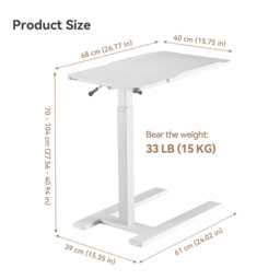 SIHOO D01 Overbed Table - Height & Tilt Adjustable, Laptop Standing Desk with Wheels for Hospital & Home Use, White - thumbnail 4