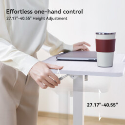 SIHOO D01 Overbed Table - Height & Tilt Adjustable, Laptop Standing Desk with Wheels for Hospital & Home Use, White - thumbnail 2