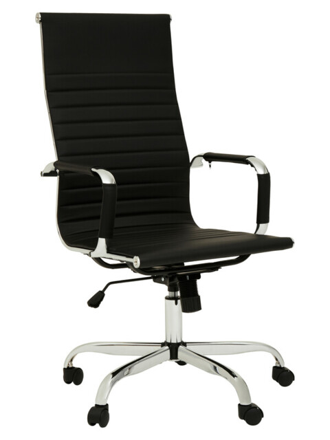 Interiors by Premier Office Chair with Arms Brent High Back Faux Leather Black/Chrome - image 1