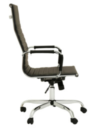 Interiors by Premier Office Chair with Arms Brent High Back Faux Leather Black/Chrome - thumbnail 3