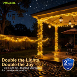 Vivreal 2PCS Solar Copper Wire String Lights – 8M (26 ft) 80 LEDs Warm White， Waterproof Outdoor Fairy Lights for Garden， Patio & Holiday Decoration, New Year Sale , Top gift picks - thumbnail 4