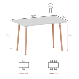Vida Designs Batley 4 Seater Square Dining Table, White - thumbnail 4
