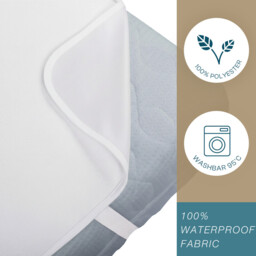 LeBonsoir Waterproof Mattress Protector， Breathable Mattress Topper， Non Slip with 4 Corner Elastics， Stain Protection， Washable， Water Proof，Crinkle-Free Mattress Topper， Breathable，100% Microfiber， White，  200 x 200cm - thumbnail 4