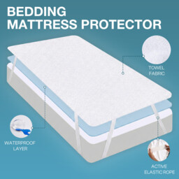 LeBonsoir Waterproof Mattress Protector， Breathable Mattress Topper， Non Slip with 4 Corner Elastics， Stain Protection， Washable， Water Proof，Crinkle-Free Mattress Topper， Breathable，100% Microfiber， White，  200 x 200cm - thumbnail 6
