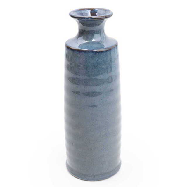 Candlelight Vase Bottle Glazed Blue H:22.5cm - image 1