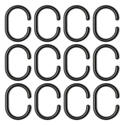 Croydex Shower Curtain Rings C Shape Black 12pcs - thumbnail 1