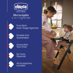 Chicco Meraviglia Highchair 0+ Months Ebony - thumbnail 2