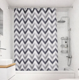 Croydex Shower Curtain Chevron Proseal® Grey 180x180cm - thumbnail 1