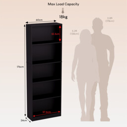 Vida Designs Bookcase Cambridge 5 Shelves Black Extra Large - thumbnail 2