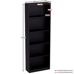 Vida Designs Bookcase Cambridge 5 Shelves Black Extra Large - thumbnail 4
