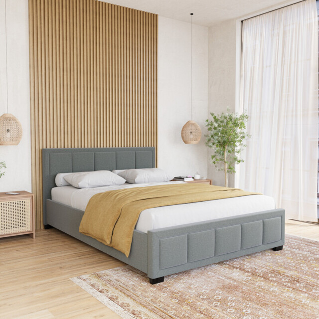 Vida Designs Bed Frame Vanita Fabric Light Grey Double - image 1