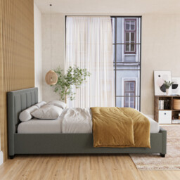 Vida Designs Bed Frame Vanita Fabric Light Grey Double - thumbnail 5