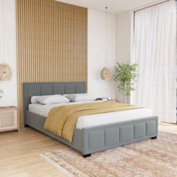 Vida Designs Bed Frame Vanita Fabric Light Grey Double