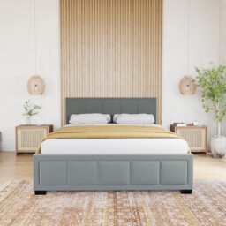 Vida Designs Bed Frame Vanita Fabric Light Grey Double - thumbnail 2