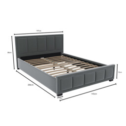 Vida Designs Bed Frame Vanita Fabric Light Grey Double - thumbnail 4