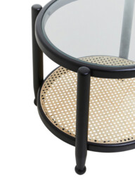 Interiors by Premier Side Table Round Cebu Elm Wood & Rattan Black/Natural - thumbnail 4