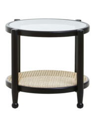 Interiors by Premier Side Table Round Cebu Elm Wood & Rattan Black/Natural - thumbnail 5