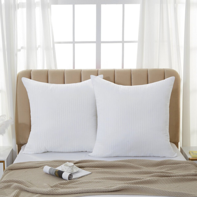 Meeallhome Satin-stripe Breathable Down Alternative Microfiber Filled pillow 50*75cm*2 White - image 1