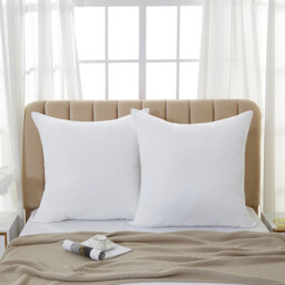 Meeallhome Satin-stripe Breathable Down Alternative Microfiber Filled pillow  50*75cm*2 White - thumbnail 1
