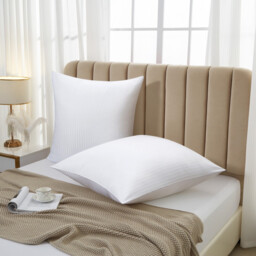 Meeallhome Satin-stripe Breathable Down Alternative Microfiber Filled pillow  50*75cm*2 White - thumbnail 4