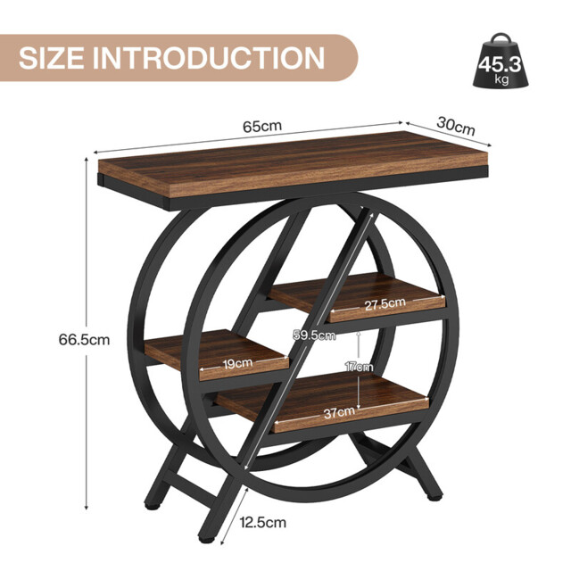 Tribesigns Coffee Side Tables, 3-Tier End Table for Living Room, Wood Sofa Side Table with Storage, Industrial Nightstand and Bedside Table with Geometric Metal Frame for Bedroom, Rustic Brown - image 1