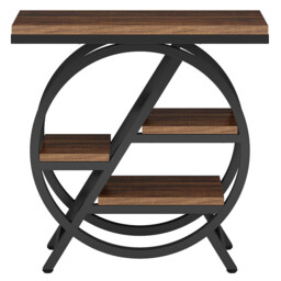 Tribesigns Coffee Side Tables, 3-Tier End Table for Living Room, Wood Sofa Side Table with Storage, Industrial Nightstand and Bedside Table with Geometric Metal Frame for Bedroom, Rustic Brown - thumbnail 7
