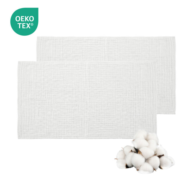 LeBonsoir 100% Cotton Towels Set, Muslin Cloths for Baby Pack of 2 - Soft 6-Layer Cotton for Delicate Skin - 70*140cm Large Size - Absorbent, Durable, Gentle Wash Cloth for Newborns and Toddlers - White,Pack of 2 (2pcs Bath Towels) - image 1