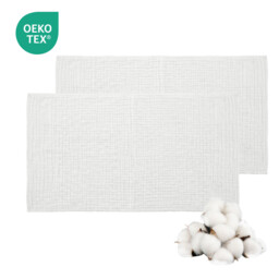 LeBonsoir 100% Cotton Towels Set， Muslin Cloths for Baby Pack of 2 - Soft 6-Layer Cotton for Delicate Skin - 70*140cm Large Size - Absorbent， Durable， Gentle Wash Cloth for Newborns and Toddlers - White，Pack of 2 (2pcs Bath Towels) - thumbnail 1