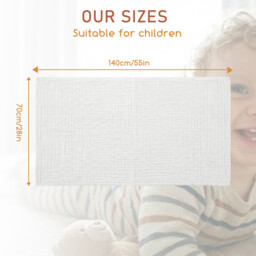 LeBonsoir 100% Cotton Towels Set， Muslin Cloths for Baby Pack of 2 - Soft 6-Layer Cotton for Delicate Skin - 70*140cm Large Size - Absorbent， Durable， Gentle Wash Cloth for Newborns and Toddlers - White，Pack of 2 (2pcs Bath Towels) - thumbnail 2